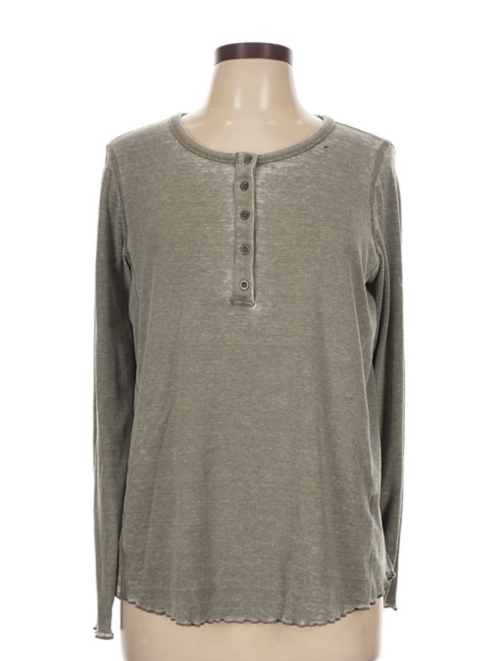 Jane and Delancey Olive Green Long-Sleeve Henley Shirt